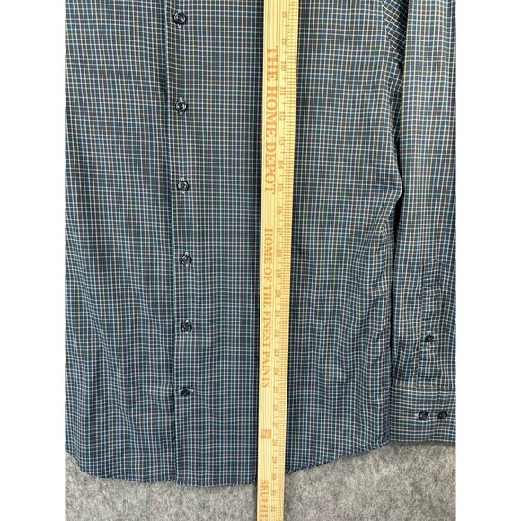 Peter Millar Summer Comfort Shirt Men's Blue Check Long Sleeve Stretch Medium - Picture 4 of 8